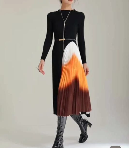 Black & Orange Cherokee Long Dress