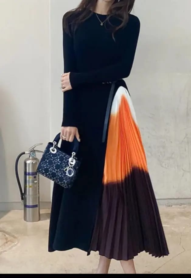 Black & Orange Cherokee Long Dress